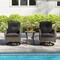 Mix Brown Rattan 3-Piece Patio Rocker Set with Cushions and Side Table